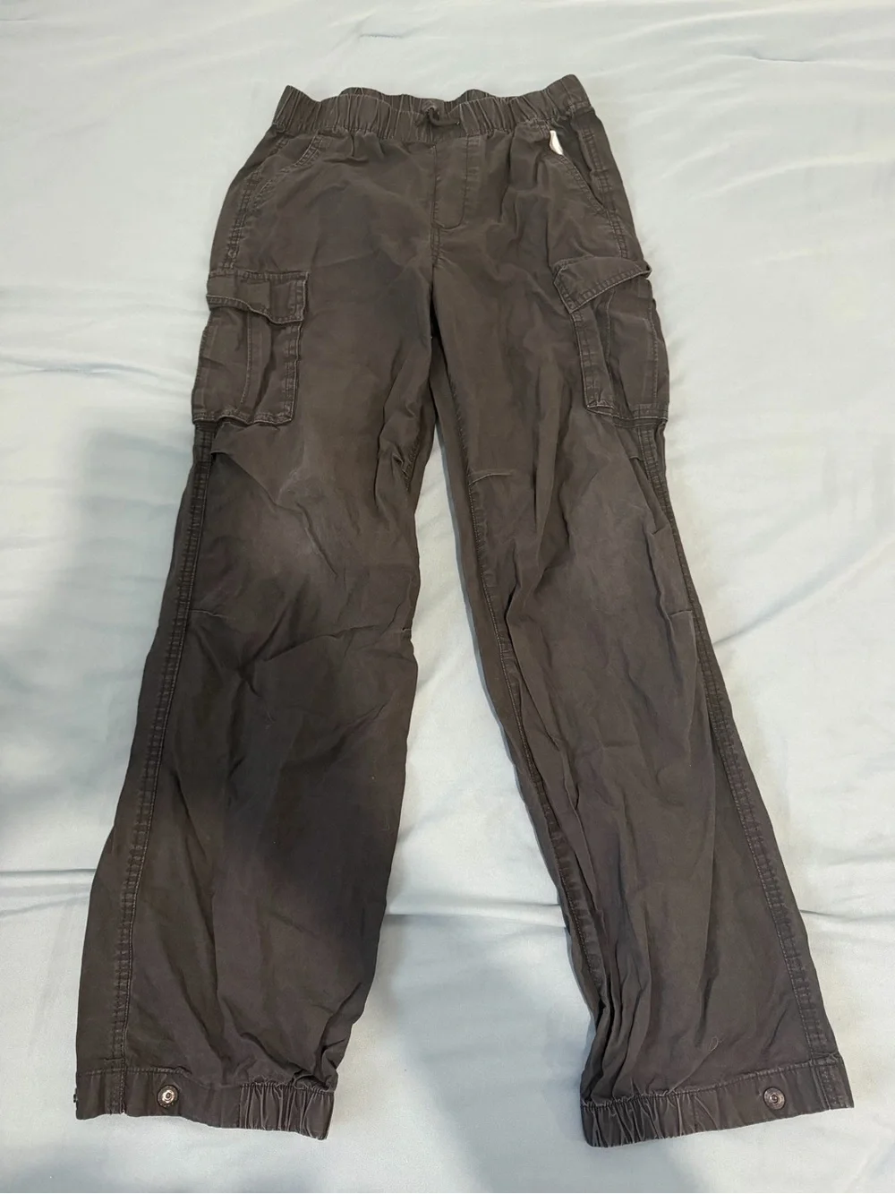 Boys Black Cargo Pants - Elastic Waist